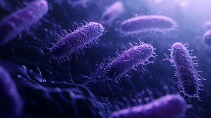 Obraz premium Microscopic Bacteria in Purple Light