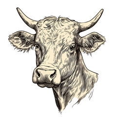 cow vintage illustration isolated on transparent png background