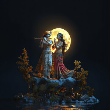 god Krishna and Radha standing together