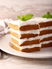 Slices of layered pumpkin cake