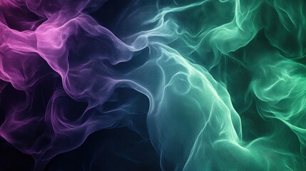 Obraz premium Abstract fluid waves in green and violet, symbolizing data science processes and the analytical power of Julia programming