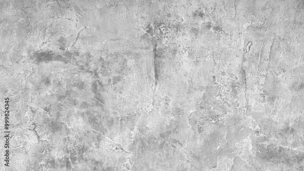 Poster Gray wall with some cracks and some lines. The wall is made of concrete and has a rough texture, abstract textured background for template or banner