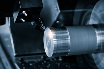Industrial concept.  Manufacturing CNC professional lathe machine