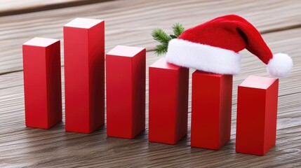 Celebrating the season with a colorful Christmas bar graph wearing a Santa hat and adorned with holly against a festive snowflake backdrop