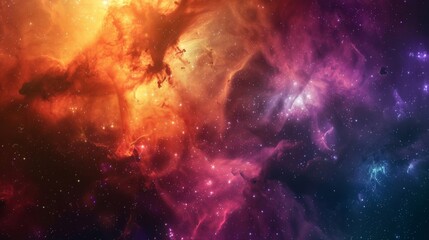 Fototapeta premium A colorful space background with a yellow and orange swirl