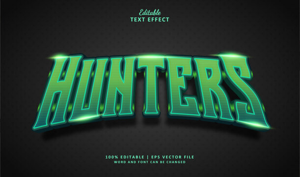 Hunter Editable Text Effect Style 3d Neon Esport