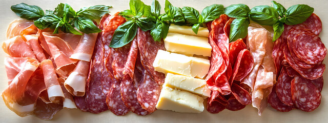 Vibrant Italian Charcuterie Platter with Herbs and Cheese