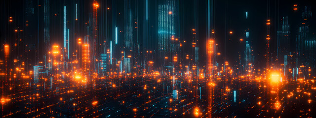 Obraz premium Digital City Under Neon Horizon