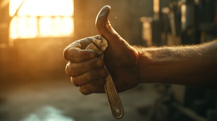 Hand Holding Tool in Workshop