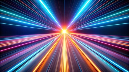 Dynamic light beams radiating in vibrant colors, creating a sense of speed and energy.