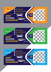 School Admission Social Media  Facebook Cover Banner Template | Web Banner Timeline Template| Kids School Education Admission