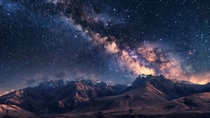 A beautiful night sky with a large milky way in the middle