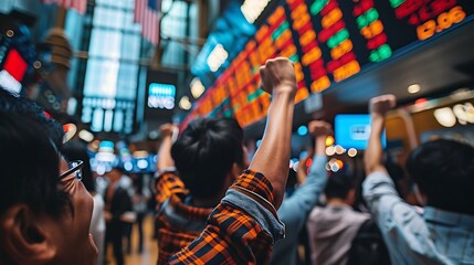 Successful IPO celebration, team ringing stock exchange bell: A team celebrates their successful IPO by ringing the stock exchange bell, marking a significant milestone in their company’s growth 