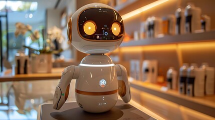 Robotic companion company showroom, future of caregiving: A showroom displays the latest robotic companions designed to assist with caregiving, offering innovative solutions for an aging population. 