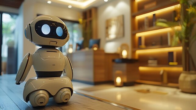 Robotic companion company showroom, future of caregiving: A showroom displays the latest robotic companions designed to assist with caregiving, offering innovative solutions for an aging population. 