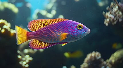Colorful tropical fish swimming through a vibrant coral reef.