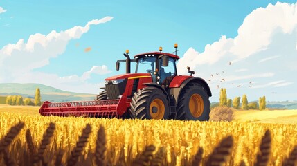 Obraz premium Agricultural machinery like tractors, harvesters, and planters, all designed for efficient crop cultivation and harvesting.
