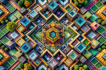 Fototapeta premium Abstract Geometric Forms and Patterns in Vibrant Colors for Modern Design and Creative Projects