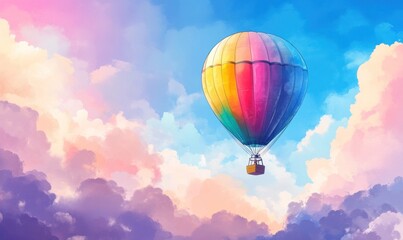 Fototapeta premium Colorful Hot Air Balloon in Cloudy Sky