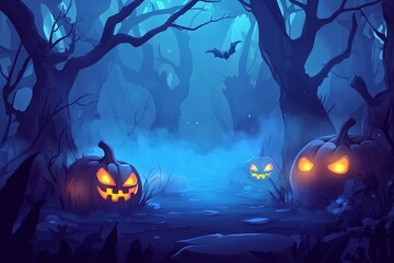 Halloween background in flat design, Halloween on 31 October.
