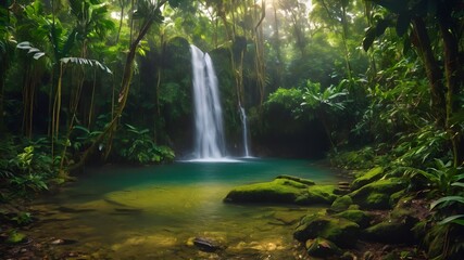 Verdant Canopy of the Tropical Jungle Forest