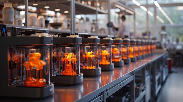 3D printing lab producing product prototypes, innovation: A 3D printing lab buzzes with activity as engineers and designers produce cutting-edge prototypes, pushing the boundaries of innovation 