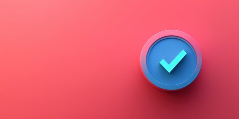 A vibrant and modern checkmark icon on a red background, symbolizing confirmation and positivity in design and branding.