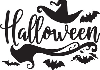 Halloween typography, silhouette vector illustration