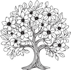 Tree outline silhouette vector. Tree coloring pages, Illustration of a tree outline icon