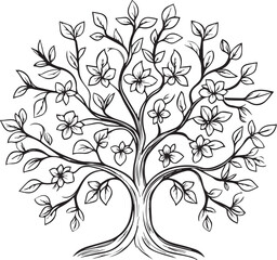 Tree outline silhouette vector. Tree coloring pages, Illustration of a tree outline icon