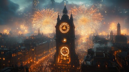 Sparkling Cityscape: New Year's Eve Countdown