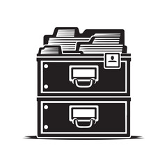  Filing Box silhouette  vector  black color white background 