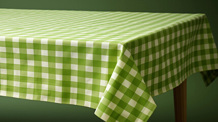 Green checkered tablecloth.
