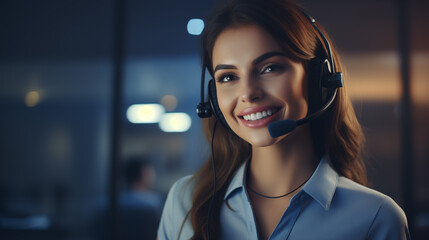 Beautiful call center employee.