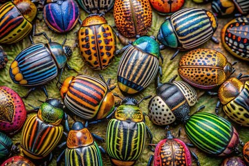 Obraz premium A Collection of Varied Carpet Beetle Images Showcasing Their Unique Patterns and Textures