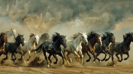 Horses Running Together in a Powerful Display