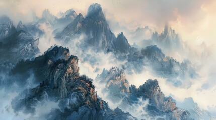 Serene Mountain Landscape in Chinese Style