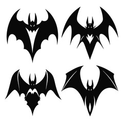 Fototapeta premium Collection Of Bats Silhouettes Vector Illustration 