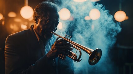 Jazz Musician Playing Trumpet