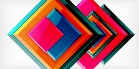 Colorful squares with reflections abstract background design. Vector Illustration For Wallpaper, Banner, Background, Card, Book Illustration, landing page