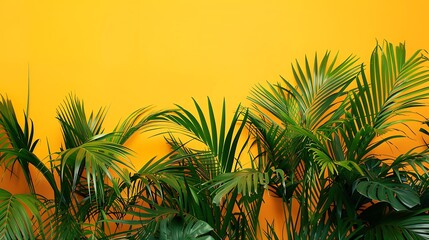 Palm plants for garden decoration on isolated orange background with clipping path
