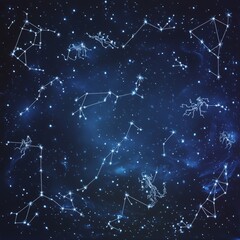Starry Night Sky with Constellations