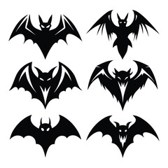 Collection Of Bats Silhouettes Vector Illustration
