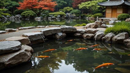 Fototapeta premium japanese garden pond