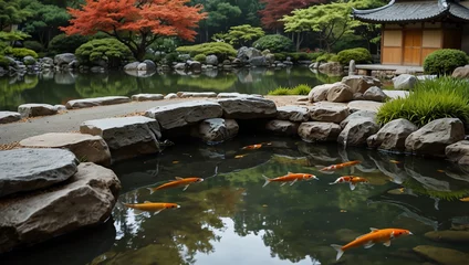 Poster de jardin  japanese garden pond  © Shehla