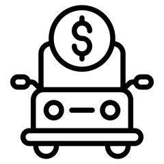 car cost outline icon and illustration