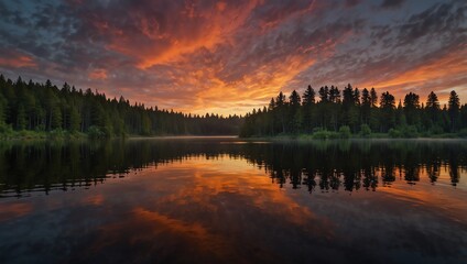 Fototapeta premium sunrise over the lake