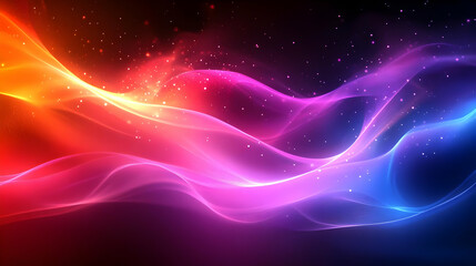 Fototapeta premium Abstract Waves with Glowing Lights, Vibrant Colors, Neon Effect