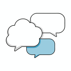 Speech Bubbles in Cloud Textbox Vector, Cloud-Shaped Speech Bubbles Vector Art.
