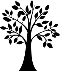 Obraz premium Stylized Vector Tree Silhouette with Leaves